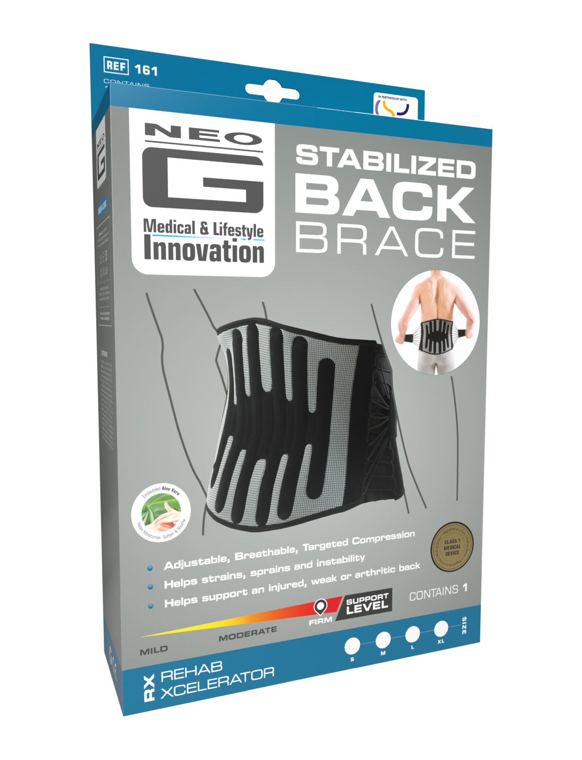 Neo G Rehab Xcelerator Stabilized Back Brace box