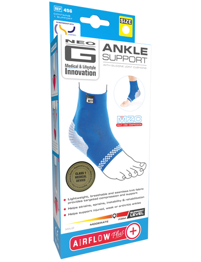 Neo G Airflow Plus Ankle Support with Silicone Joint Cushions box