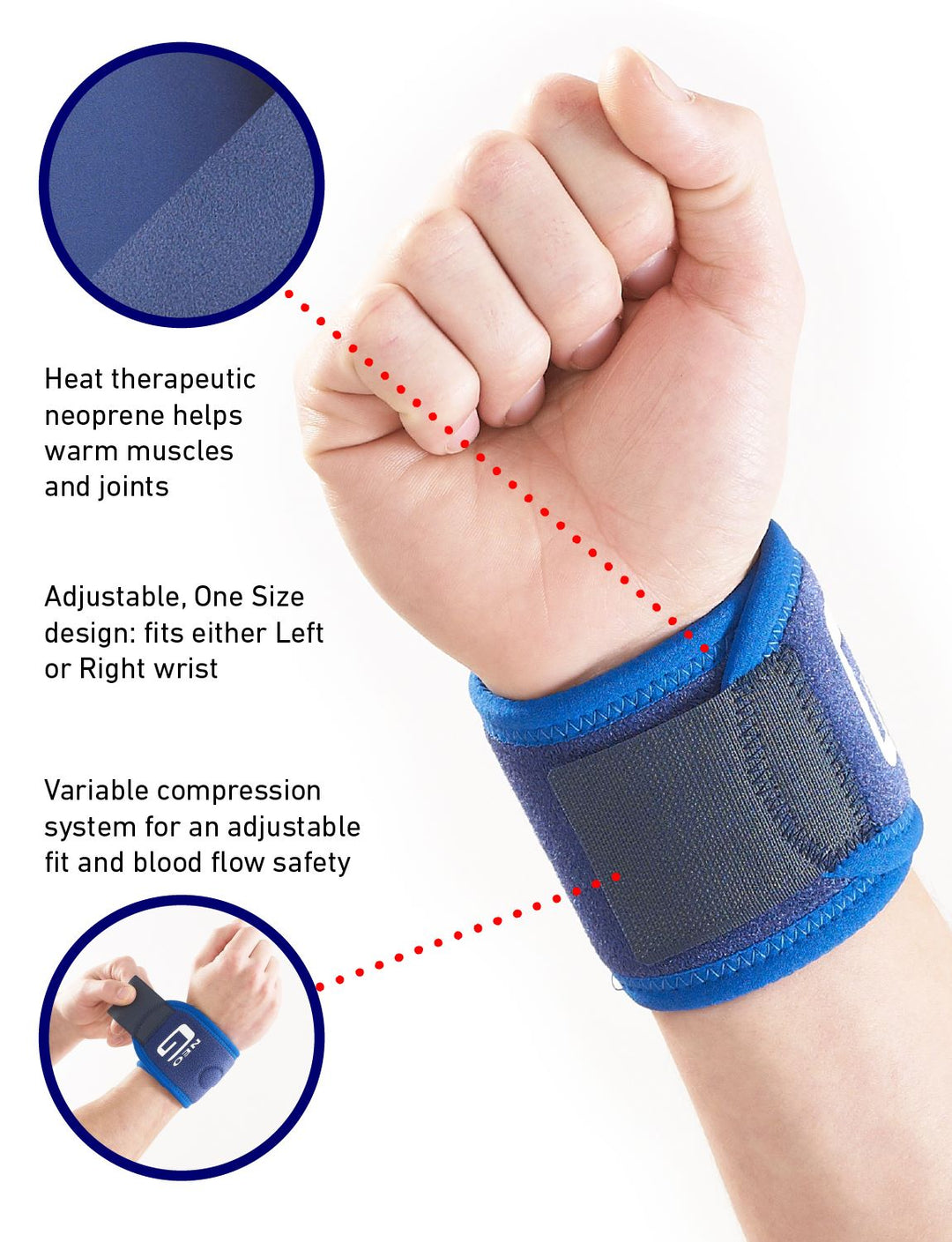 Genesis Power Band Magnetic Wrist Band - Large Size, Neoprene, 1000 Gauss Magnet For Support