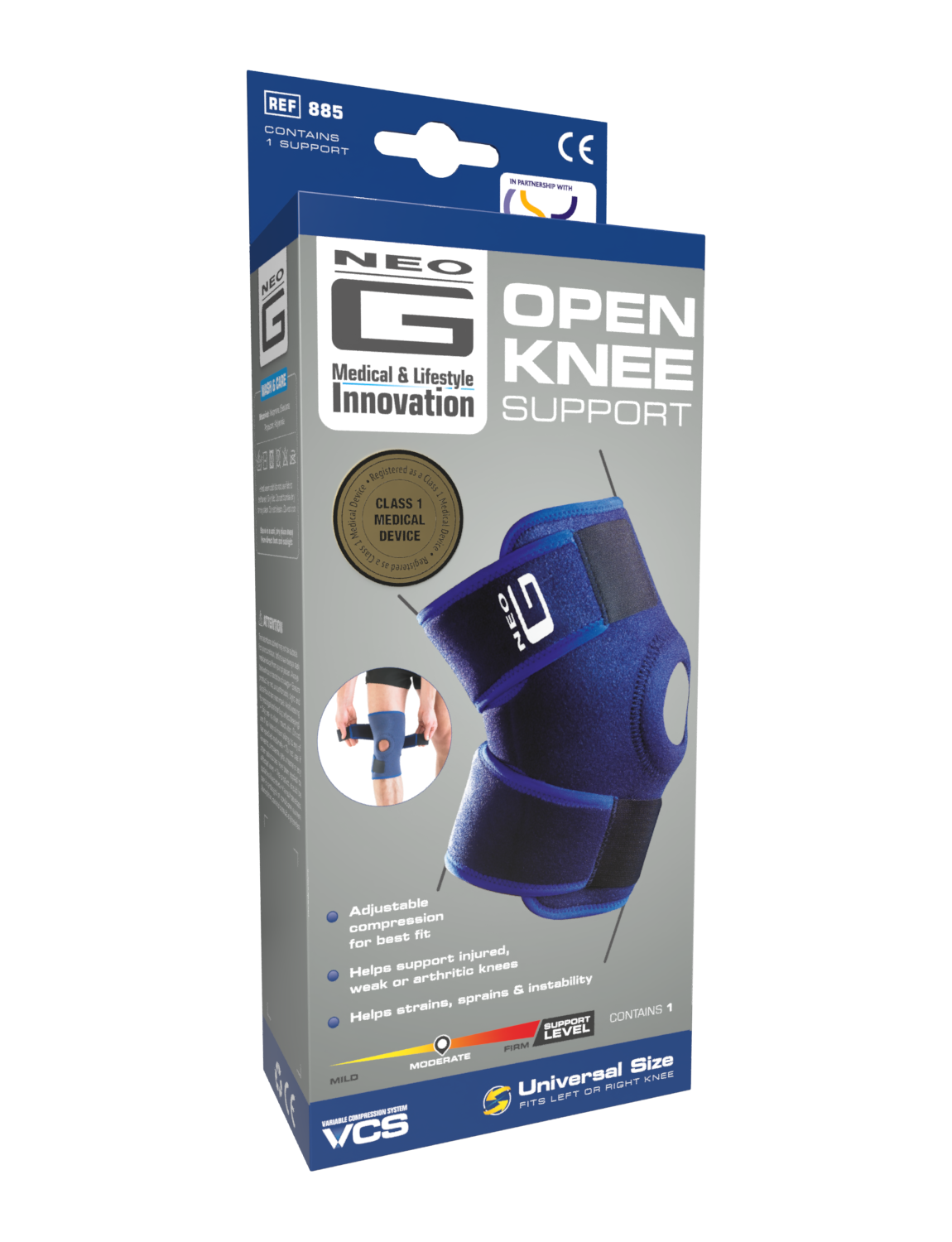 Neo G Ginocchiera Aperta Con Cuscinetti - Taglia Unica, Neoprene Blu