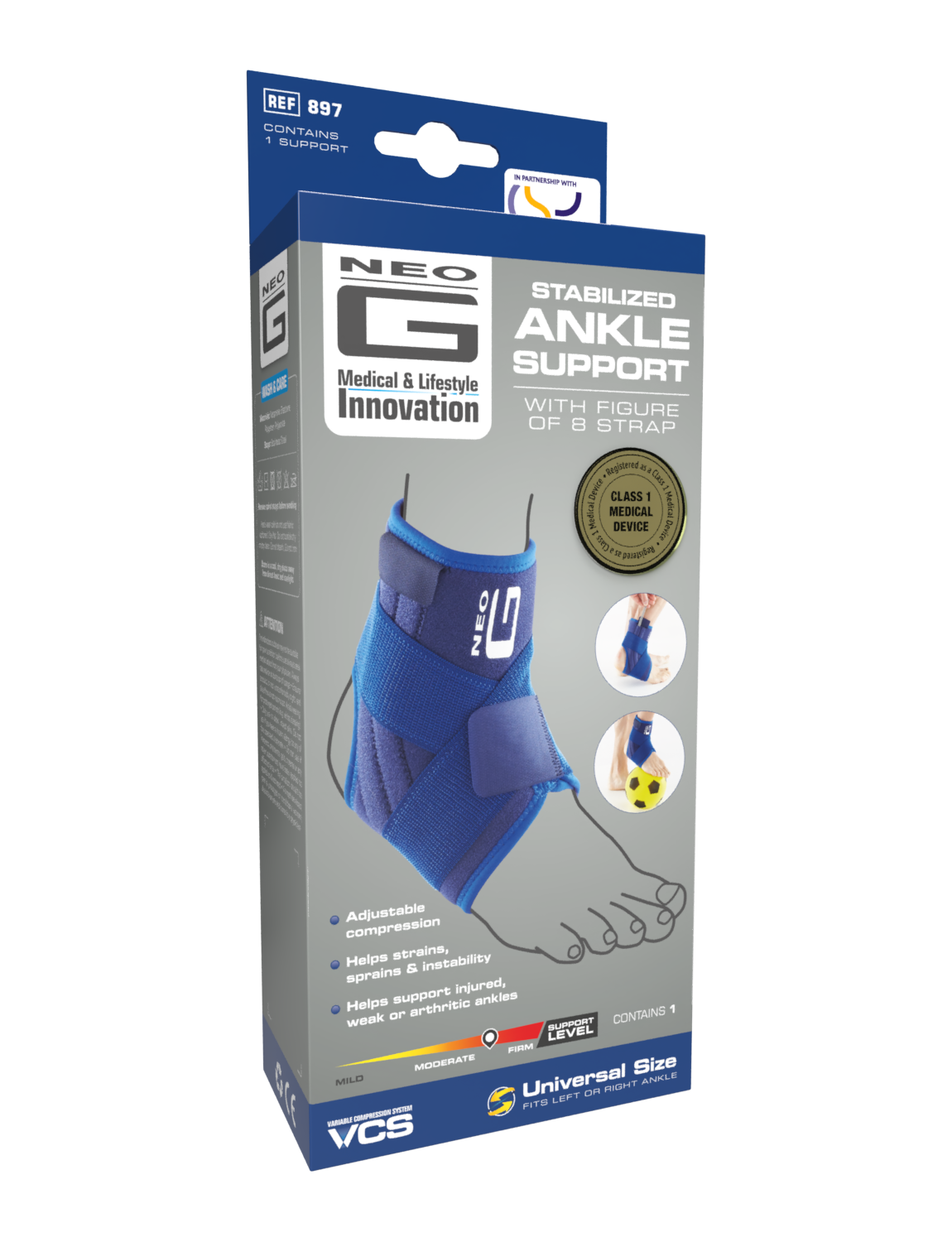 Neo G Stabilized Ankle Support with Figure of 8 Strap box