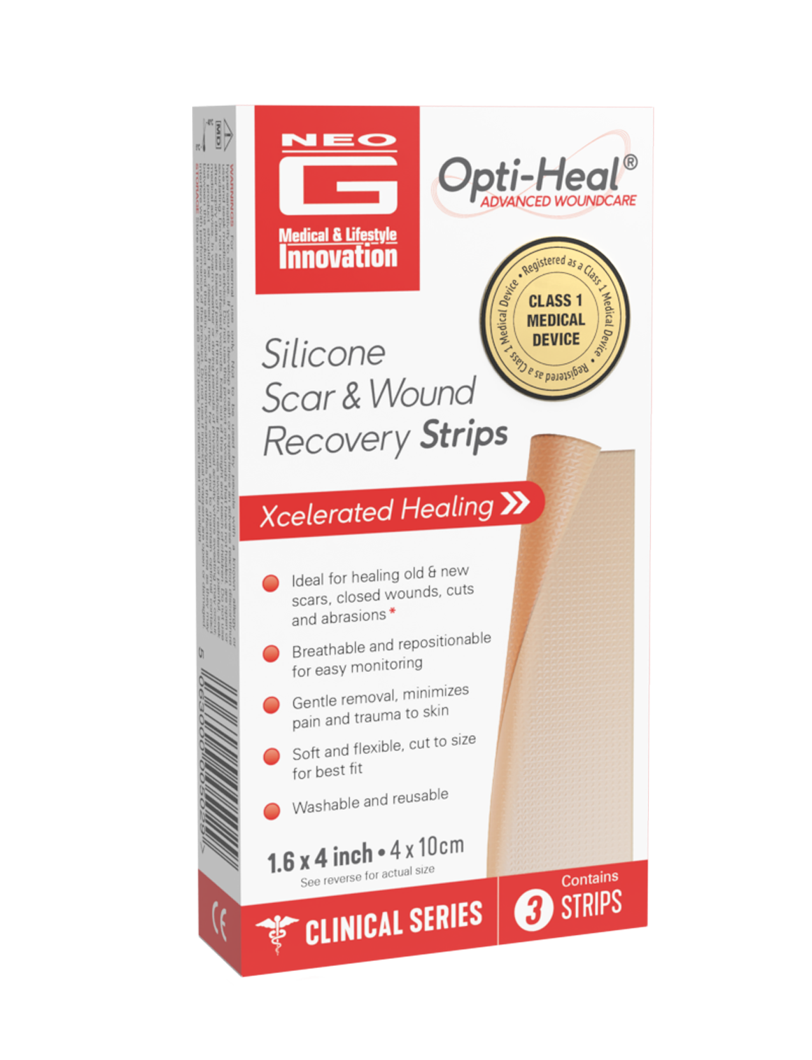 Neo G Silicone Scar & Wound Recovery Strips box