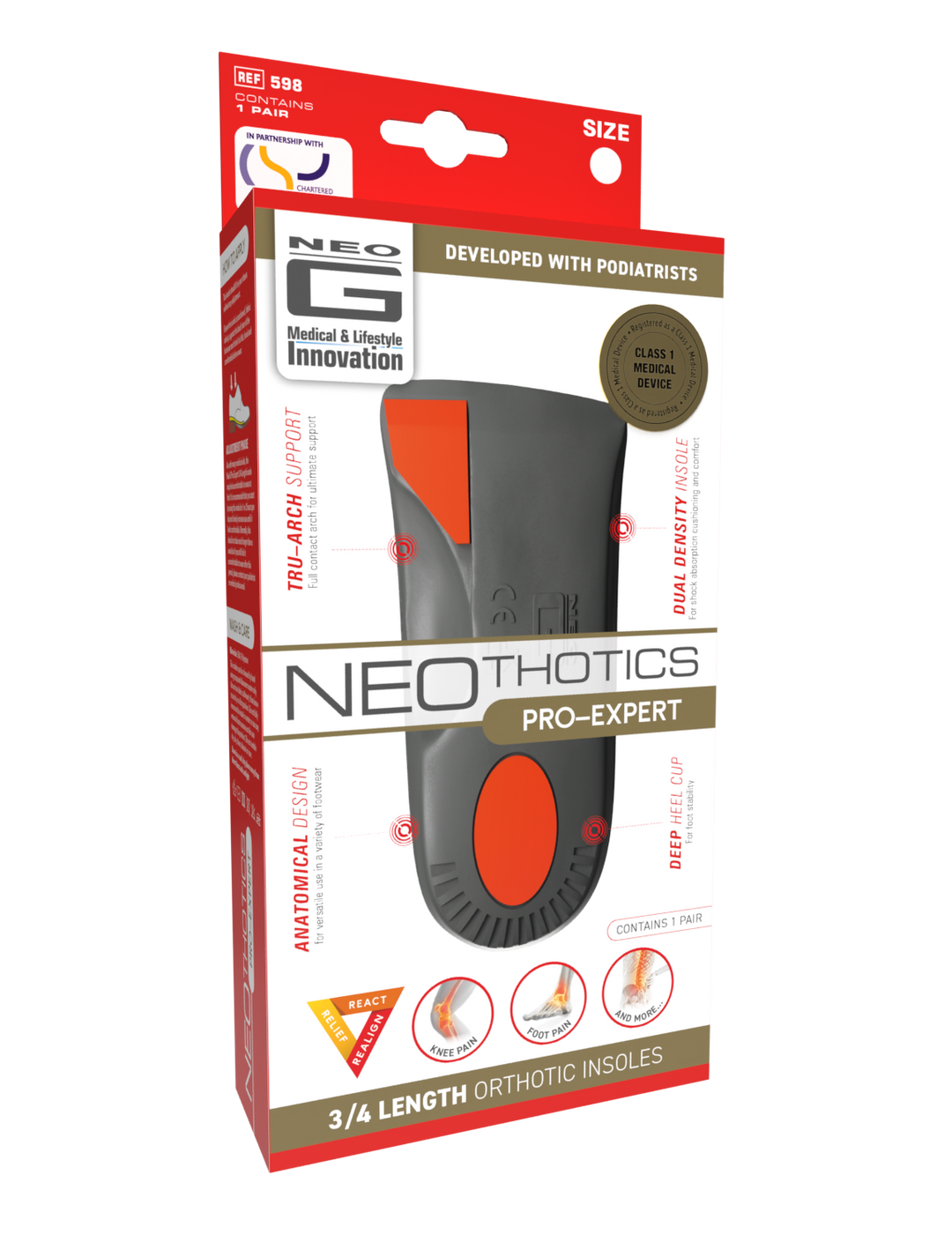 3/4 Length Orthotic Insoles Neo G UK