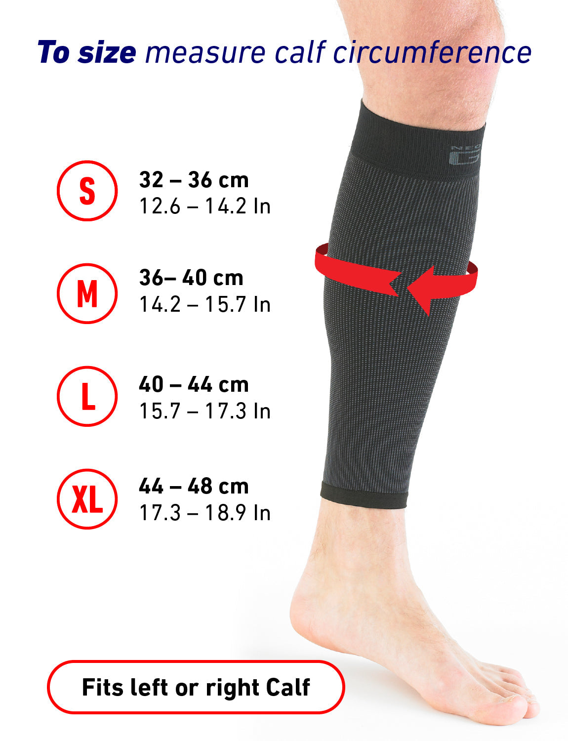 NEOtech Care Calf Support Sleeve - Elastic & Breathable Knitted Fabric -  Medium Compression - Black Color (Size L, 1 Pair) : : Health &  Personal Care
